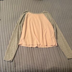 SO Pink and Gray Raglan Cropped Sweatshirt